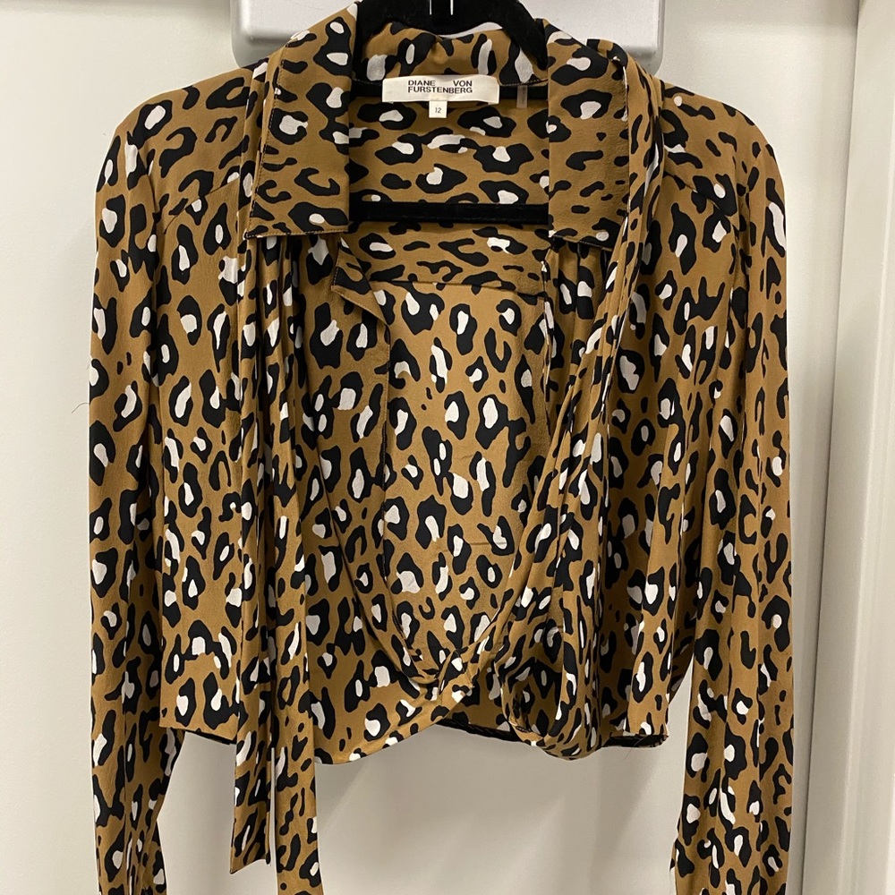Cheetah print wrap around shirt